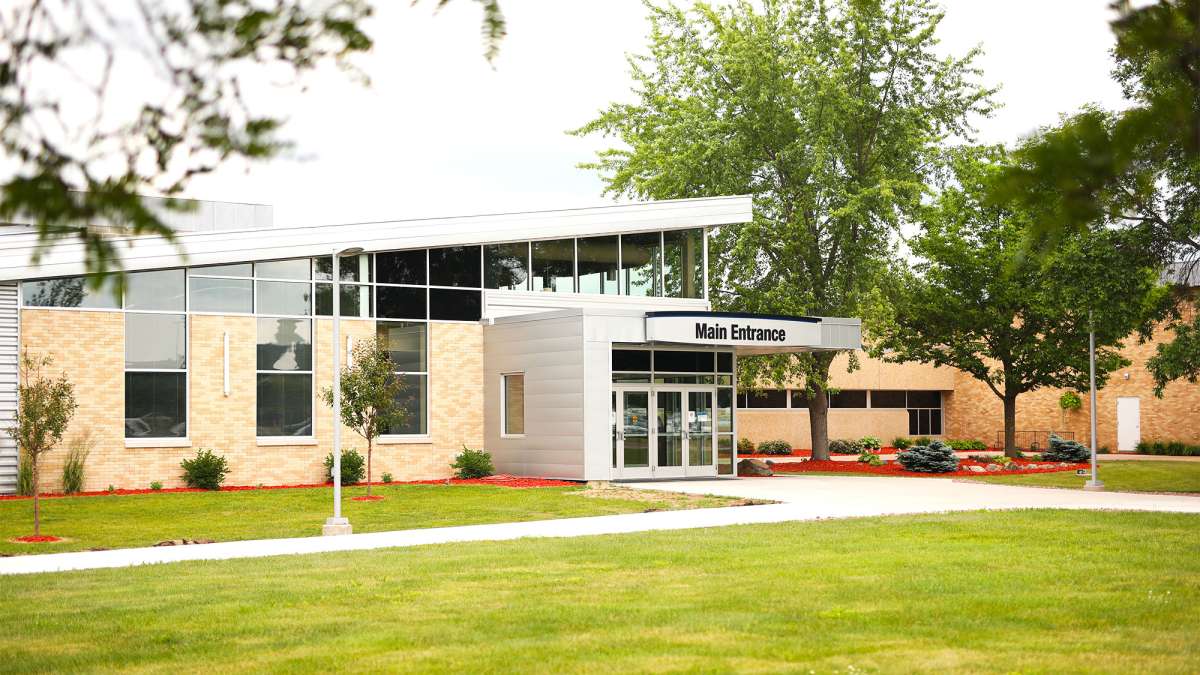 An external view of the NTC Wausau Campus main entrance