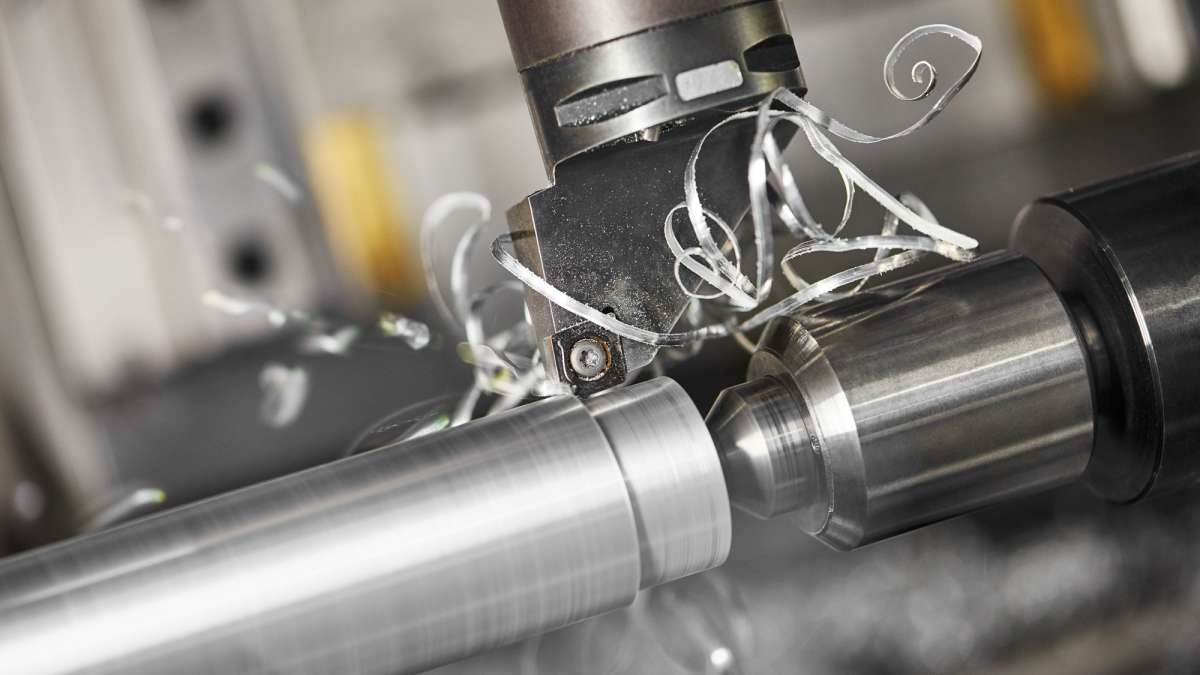 A detailed closeup of metal machining.