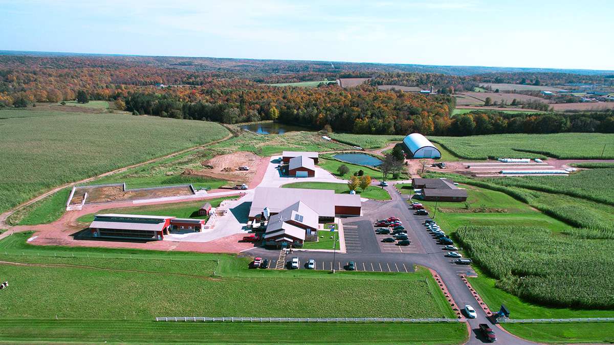 An large aerial view of the Wausau NTC Agriculture Center of Excellence