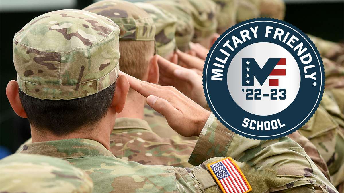 Soldiers dressed in camouflage uniform stand and salute.