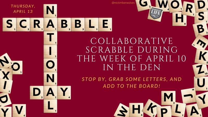 Scrabble tiles arranged to spell national scrabble day