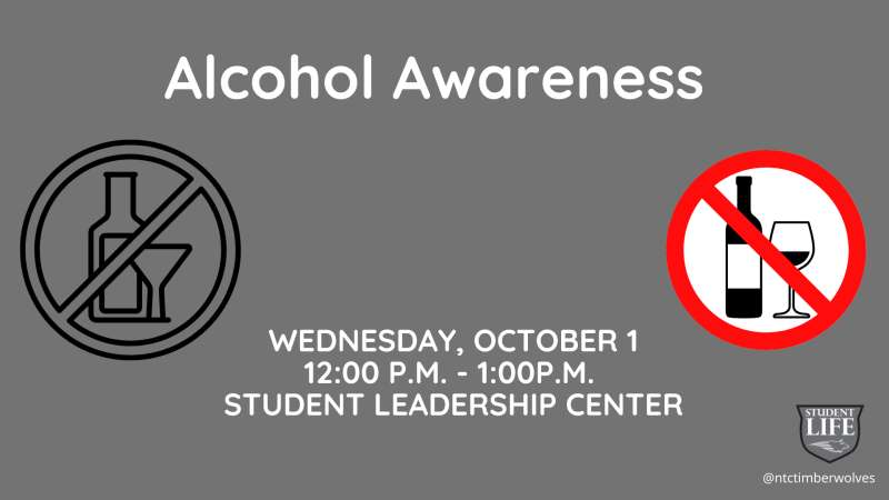 Grey background with graphics of "no drinking". Event text as overlay. 