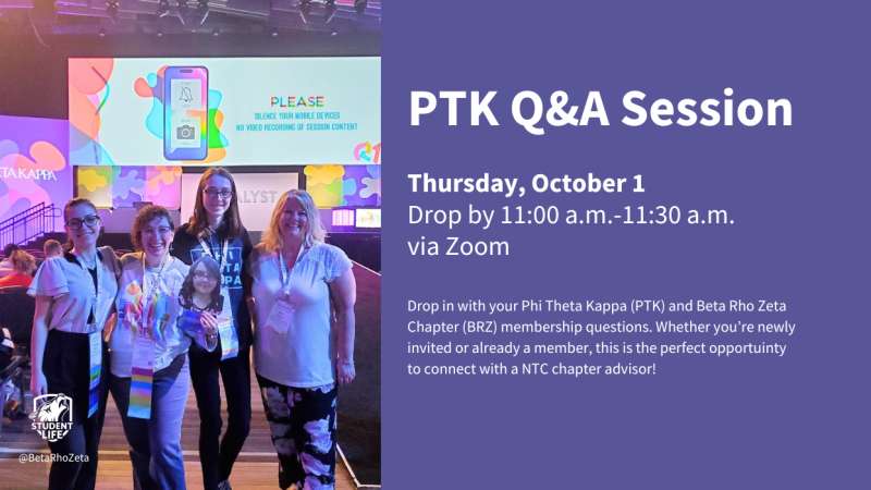 Advisors and students attending PTK Catalyst with an overlay of event information.