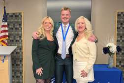 Madeleine (left), Maxwell (middle), and Lori (right) Helke at NTC's Fall 2025 Pinning Ceremony