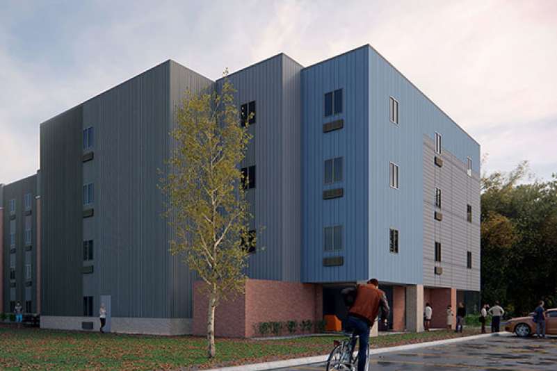 An external view of the Timberwolf Suites building