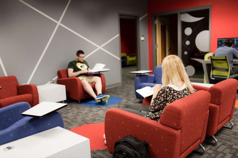 An interior view of flexible workspaces within the Information Technology Entrepreneurial Center (iTEC)