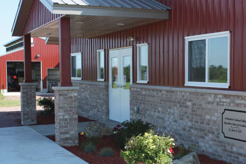 The entrance to the Agriculture Center of Excellence Classroom Building