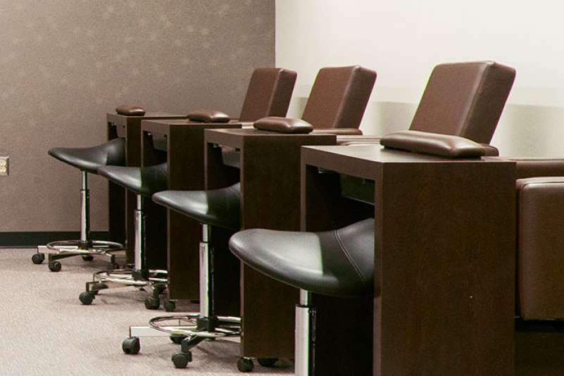 Four pedicure salon chairs in Studio Max Salon and Spa.