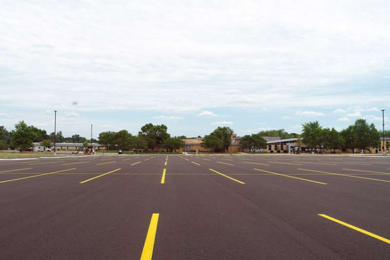 An empty parking lot on the Wausau Campus.