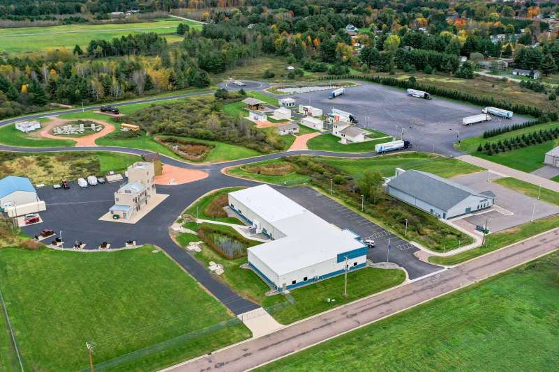 An aerial view of The Public Safety Center of Excellence in Merrill