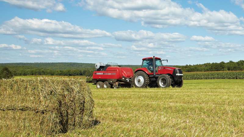 Tractor driving across a farm field