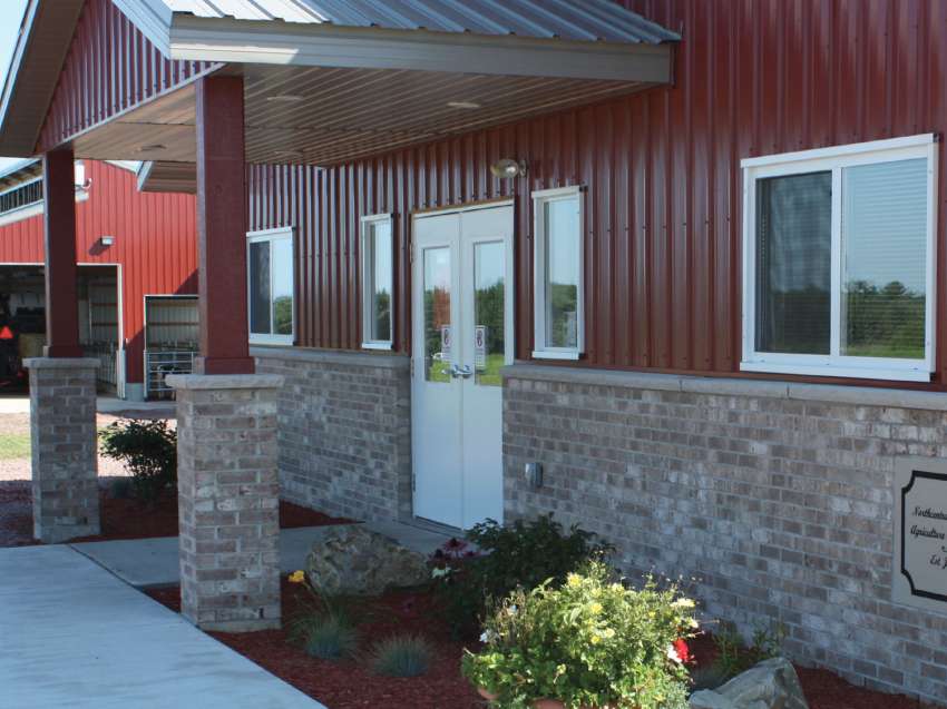 The entrance to the Agriculture Center of Excellence Classroom Building
