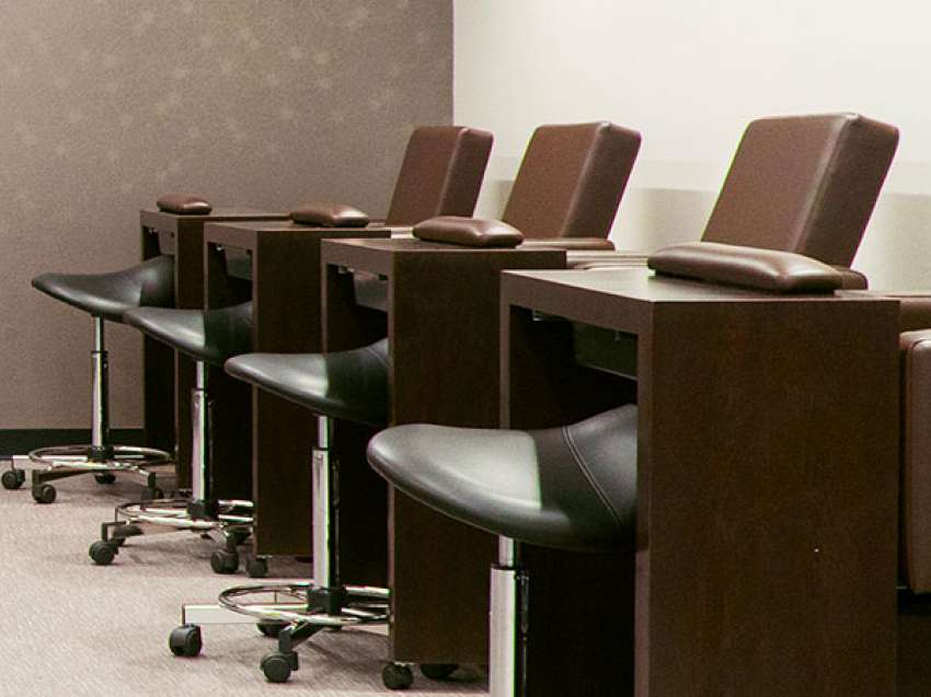 Four pedicure salon chairs in Studio Max Salon and Spa.