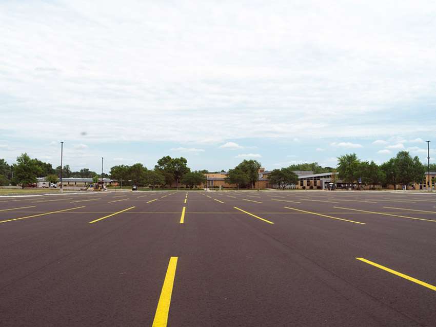 An empty parking lot on the Wausau Campus.
